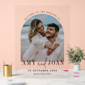 カスタム写真、書道のミニマル結婚歓迎 アクリルサイン (ウェディング)