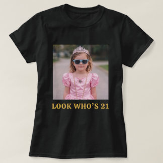 カスタム写真 楽しいスナップショット 21歳の誕生日おめでとう Tシャツ