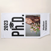 カスタム写真、氏名、学年 ビーチタオル (正面)