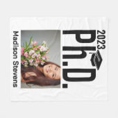 カスタム写真、氏名、学年 フリースブランケット (正面(横))