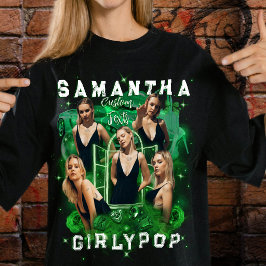 カスタム写真 海賊版 ヴィンテージ エメラルドグリーン ラップ Tシャツ