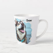 カスタム写真 犬 ハスキー 名前入り ブルーラテマグカップ カフェラテマグ (右)