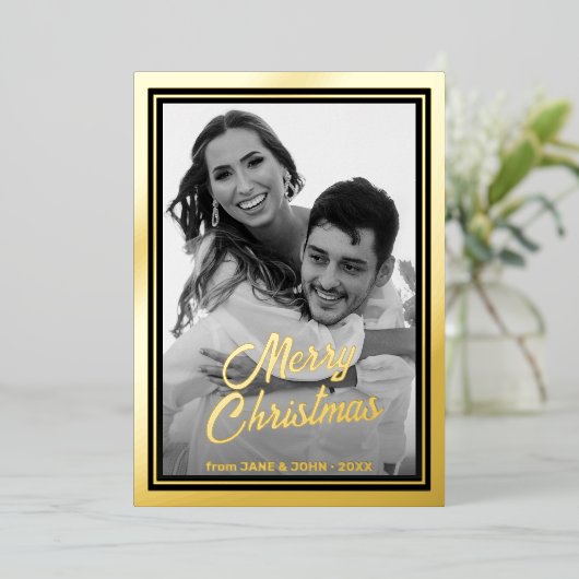 カスタム写真 |画像を白黒に自動変換 箔シーズンカード (立ち正面)