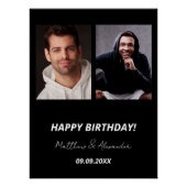 カスタム写真 白黒 友達 誕生日 ポスター (正面)