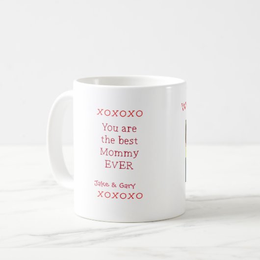 カスタム写真 – 私たちはママのマグカップを愛している コーヒーマグカップ (正面左)