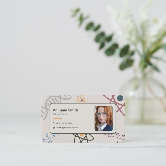 カスタム写真 – 科学先生 名刺 (スタンド正面)