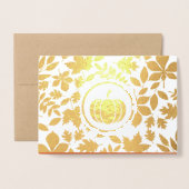 カスタム写真 |紅葉カボチャ感謝祭 箔カード (封筒付き正面)