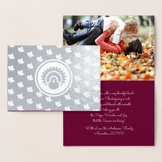カスタム写真 |紅葉、トルコ感謝祭 箔カード (ディスプレー)