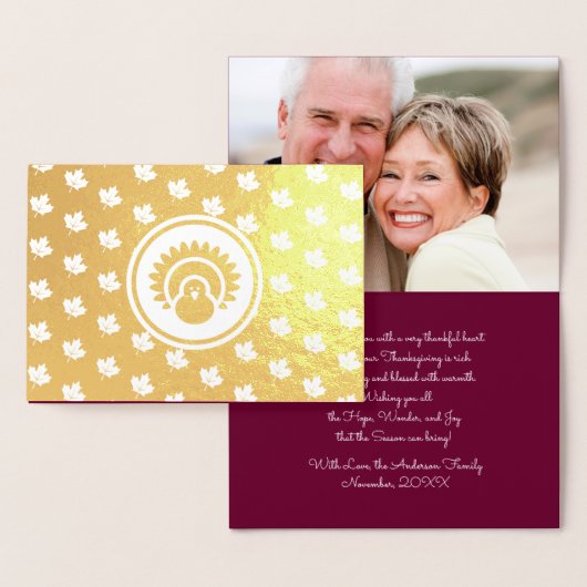 カスタム写真 |紅葉、トルコ感謝祭 箔カード (ディスプレー)