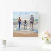 カスタム写真-自ユニーク分でデザインをカスタマイズ スクエア壁時計 (ホーム)