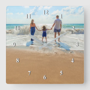 カスタム写真 – 自分のデザイン – 家族を追加 スクエア壁時計