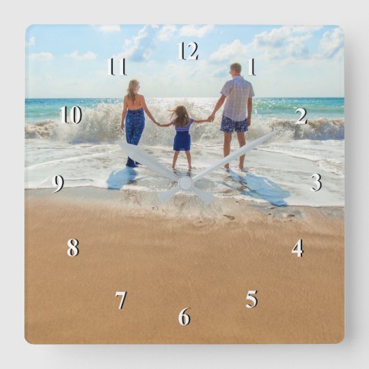 カスタム写真 – 自分のデザイン – 家族を追加 スクエア壁時計 (正面)