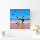 カスタム写真 – 自分のデザイン – 私は私のペットが大好き スクエア壁時計 (ホーム)