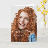 カスタム写真、誕生日カード。カード カード (黄色い花)