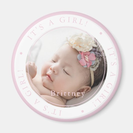 カスタム写真 誕生日 女の子 シンプル マグネット (正面)