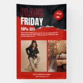 カスタム写真 赤 ブラックフライデー 商品プロモ 横断幕 (縦)