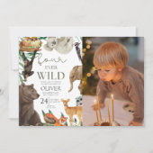 カスタム写真、4回の野生のサファリ4歳の誕生日 招待状 (正面)