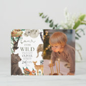 カスタム写真、4回の野生のサファリ4歳の誕生日 招待状 (スタンド正面)
