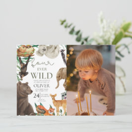 カスタム写真、4回の野生のサファリ4歳の誕生日 招待状