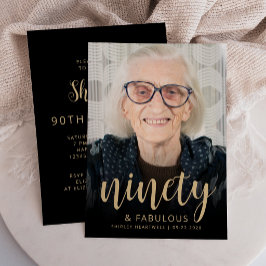 カスタム写真 90歳の誕生日パーティー 招待状