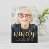 カスタム写真 90歳の誕生日パーティー 招待状 (スタンド正面)