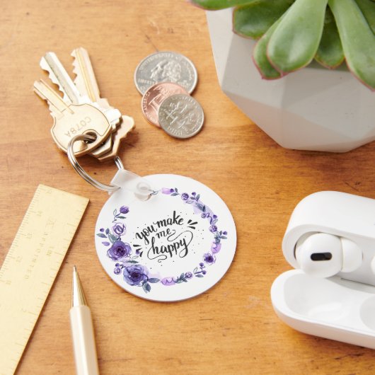カスタム写真「You Make Me Happy」キーチェーン キーホルダー (デスク)