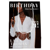 カスタム写真Birthday Party Magazine表紙 ミディアムペーパーバッグ (裏面)