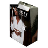 カスタム写真Birthday Party Magazine表紙 ミディアムペーパーバッグ (裏面アングル)