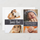 カスタム写真Chalkboard誕生日付赤ちゃんシャワー サンキューカード (正面/裏面)