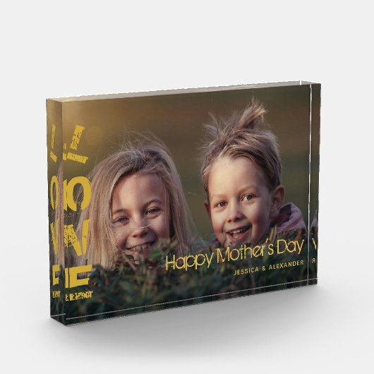 カスタム写真Happy Mothersモダン Dayフォトブロック フォトブロック (左)