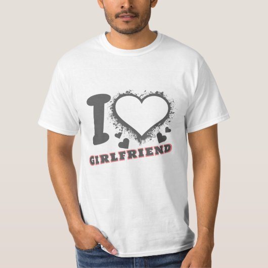 カスタム写真I Love My Giral IハートGFグレー Tシャツ (正面)