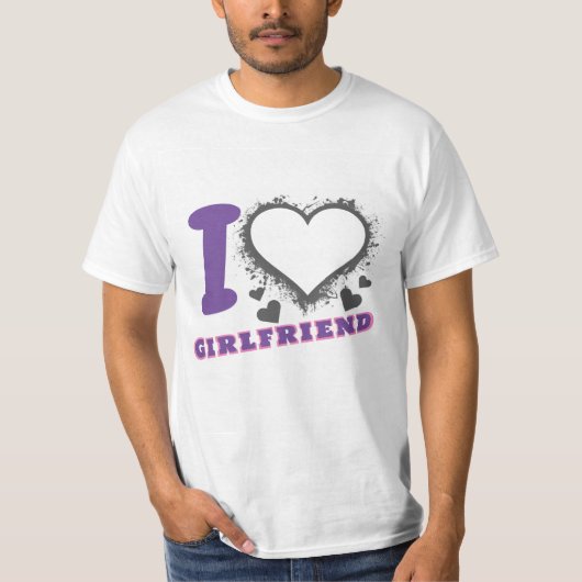 カスタム写真I Love My Giral IハートGFグレー Tシャツ (正面)