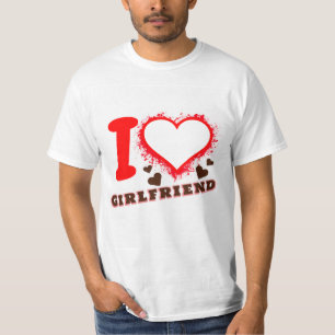カスタム写真I Love My Giral IハートGFホワイト Tシャツ