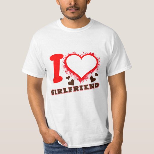 カスタム写真I Love My Giral IハートGFホワイト Tシャツ (正面)