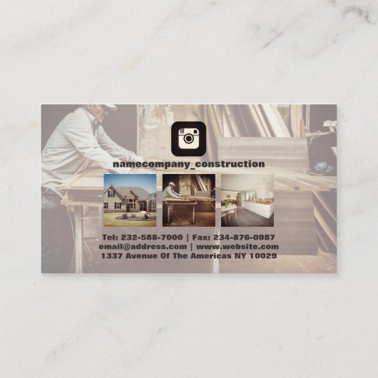 カスタム写真instagramアイコンQRコード 名刺 (裏面)