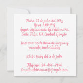 カスタム写真Mis Quince Flores Quinceanera Rosa 招待状 (裏面)