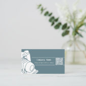 カスタム写真QRコードキャリア写真グレーブルー 名刺 (スタンド正面)