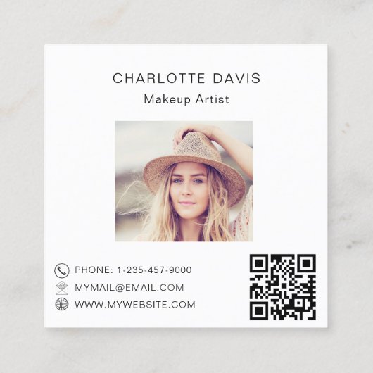 カスタム写真Qrコードモダンブランドカラー スクエア名刺 (裏面)