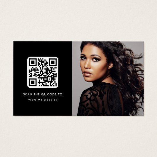 カスタム写真QRコード黒の名刺 (正面)