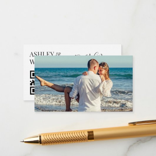 カスタム写真QRコードRSVPエンクロージャカード エンクロージャーカード (正面/裏面インサイチュ)