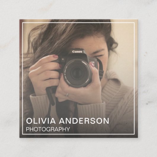 カスタム写真QRコードSNS スクエア名刺 (正面)