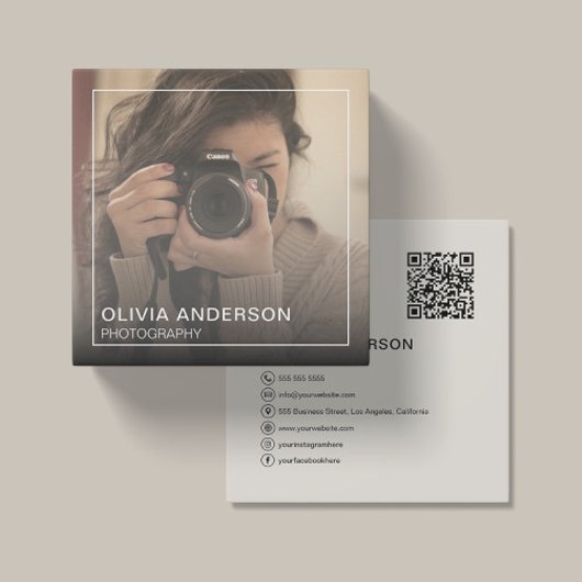 カスタム写真QRコードSNS スクエア名刺