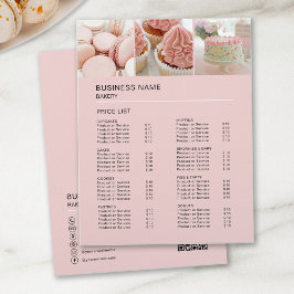 カスタム写真QRピンクパン屋価格リスト チラシ