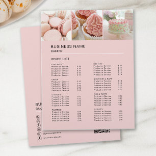 カスタム写真QRピンクパン屋価格リスト チラシ