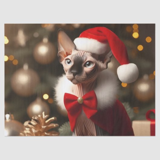 カスタム写真Sphynx猫クリスマスギフトラッピング 薄葉紙 (正面)