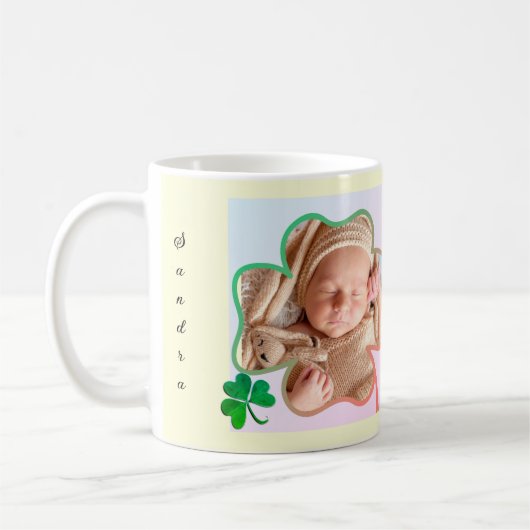 カスタム写真St. Patrick's 4Leaf Shamrock Frame Co コーヒーマグカップ (左)