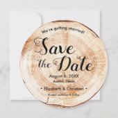 カスタム写真webサイ素朴結婚トWood Slice 招待状 (正面)