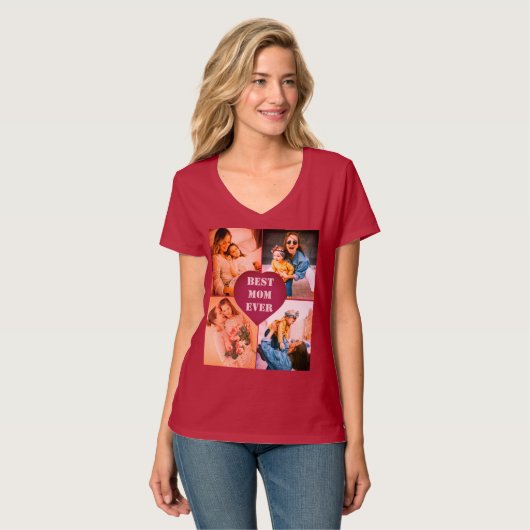 カスタム写真x4および文字 tシャツ (正面フル)