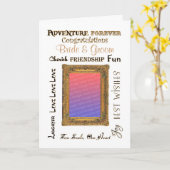 カスタム写結婚真の金ゴールド枠祝い カード (黄色い花)