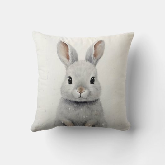 カスタム冬うさぎペット愛かわいい美学 クッション (裏面)
